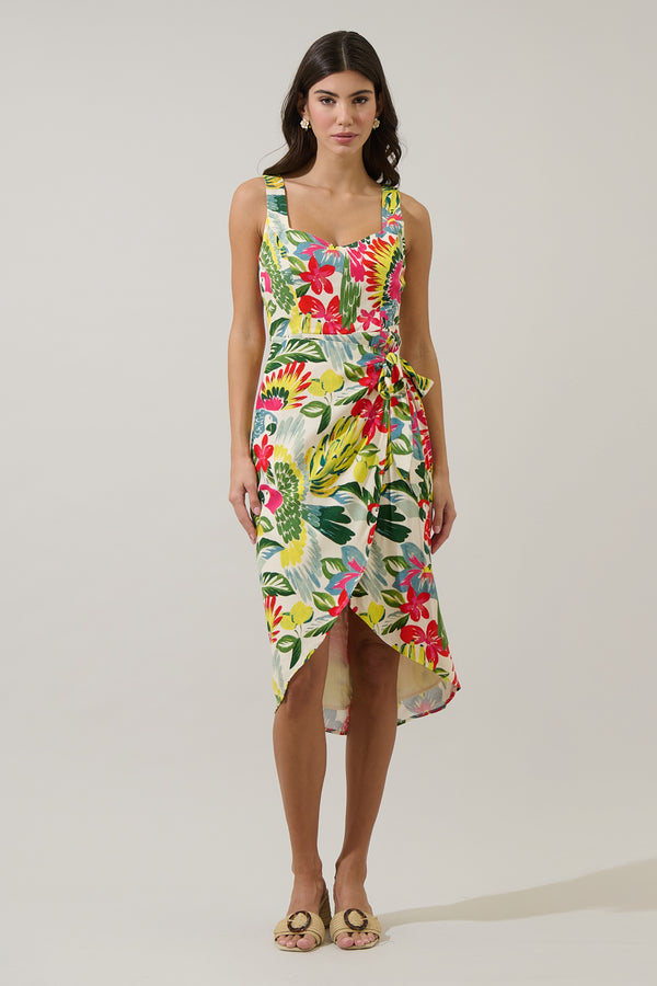 sugarlips Wissa Tropical Beli Wrap Midi Dress