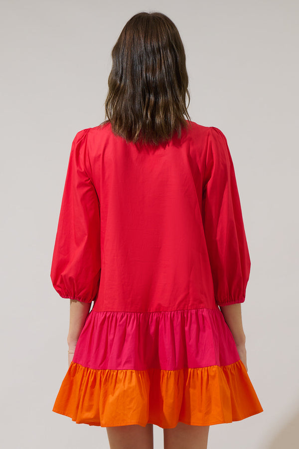 Sugarlips Woodlake Color Block Tiered Mini Dress