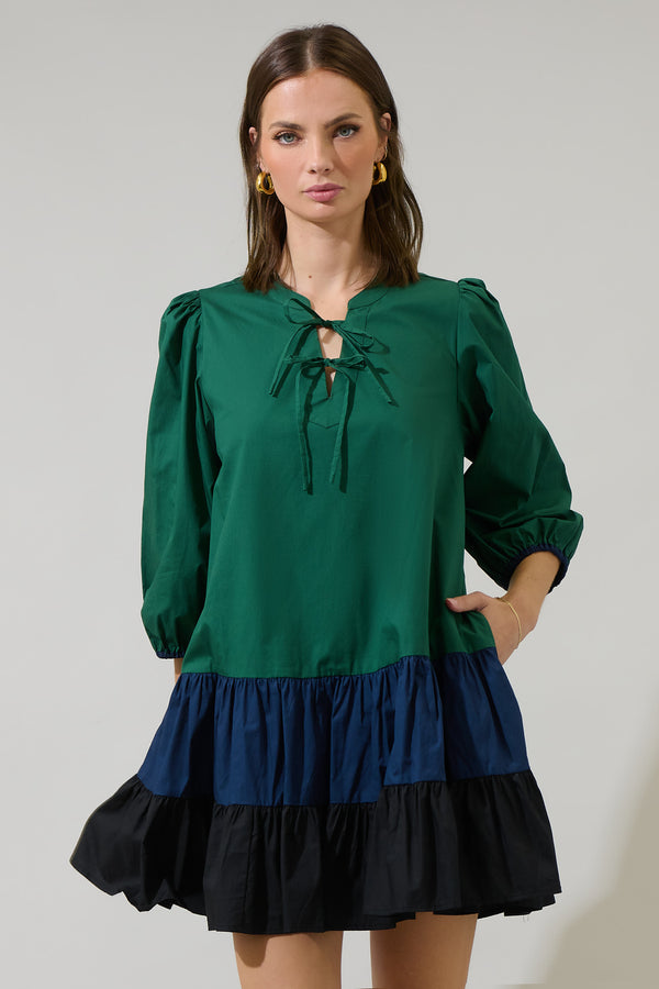 Sugarlips Woodlake Color Block Tiered Mini Dress