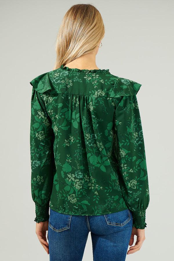 Sugarlips Woodland Floral Ruffle Blouse