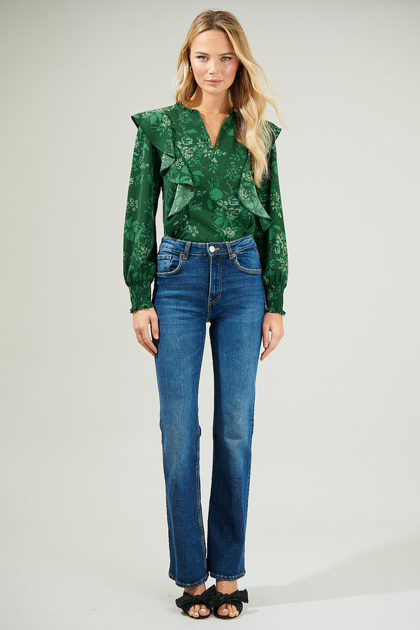 Sugarlips Woodland Floral Ruffle Blouse