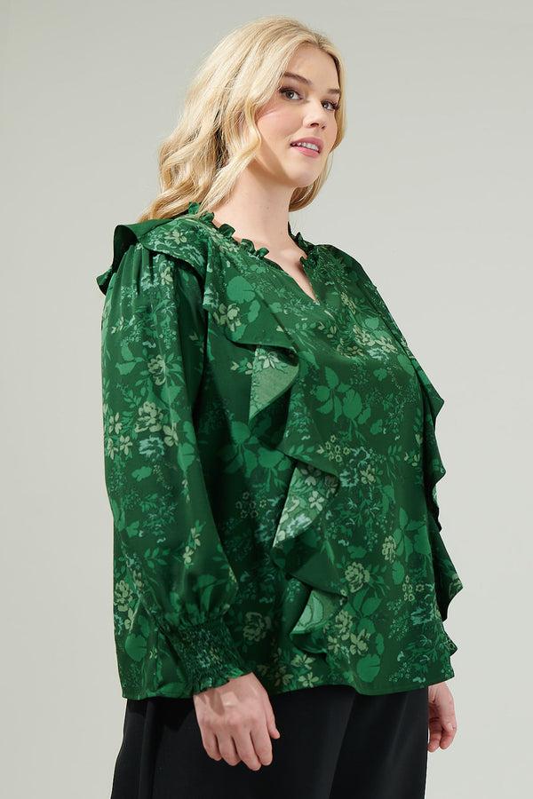 Sugarlips Woodland Floral Ruffle Blouse Curve