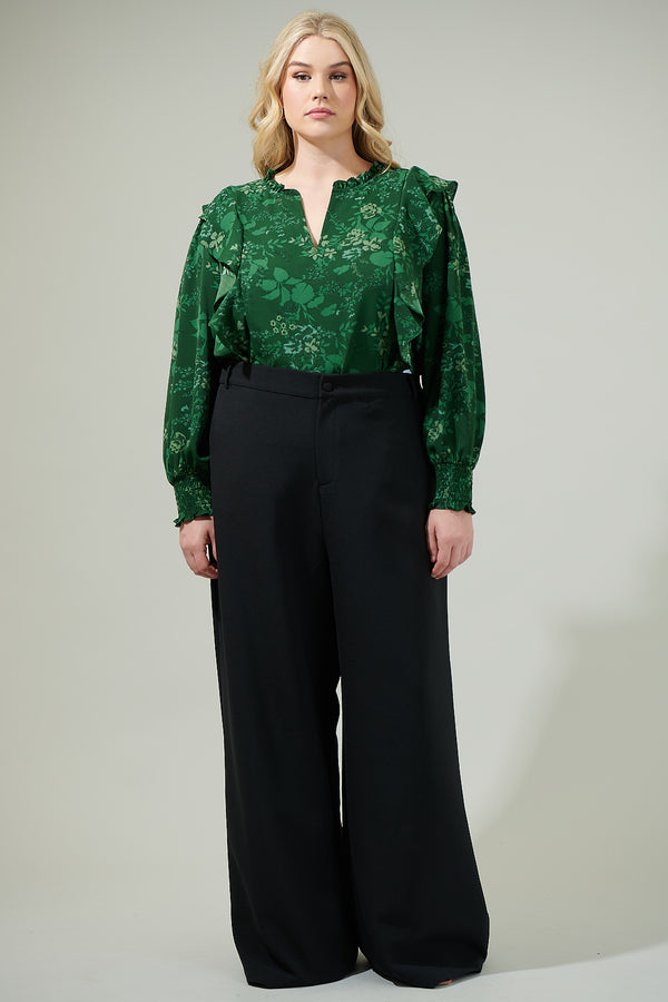 Sugarlips Woodland Floral Ruffle Blouse Curve