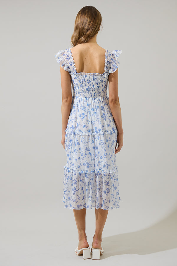 Sugarlips Wren Floral Bayshore Smocked Midi Dress