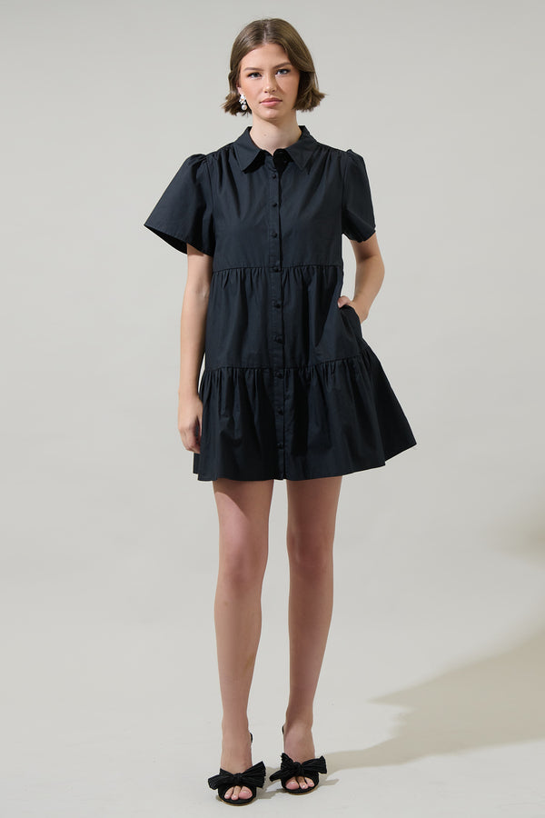 Sugarlips Xia Poplin Tiered Mini Dress