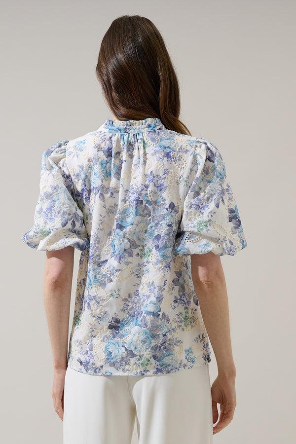 Sugarlips Yalinda Eyelet Puff Sleeve Top