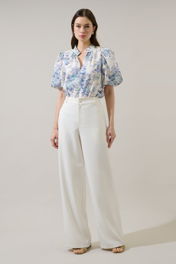 Sugarlips Yalinda Eyelet Puff Sleeve Top