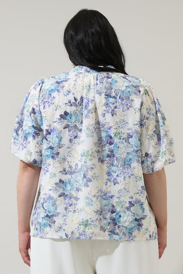 Sugarlips Yalinda Eyelet Puff Sleeve Top Curve
