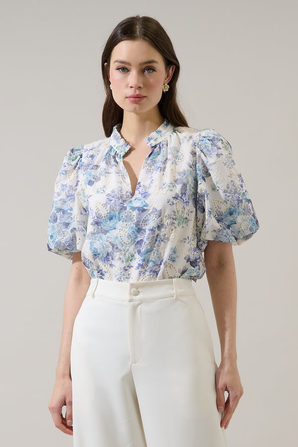 sugarlips Yalinda Eyelet Puff Sleeve Top