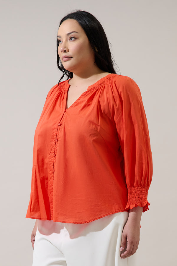 Sugarlips Yamila Long Sleeve Button Down Top Curve