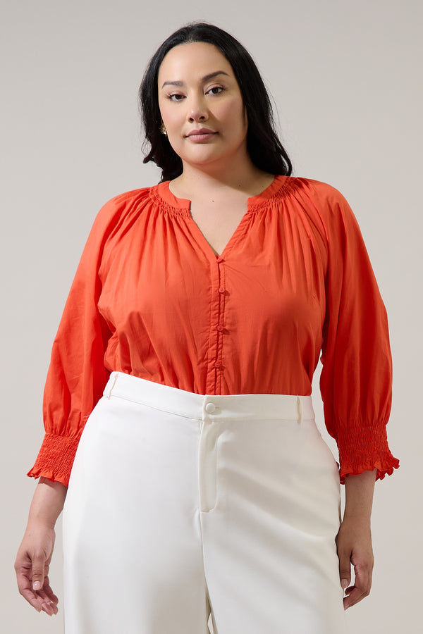 sugarlips Yamila Long Sleeve Button Down Top Curve