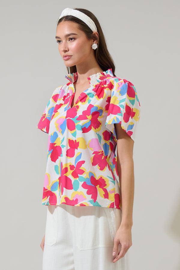 Sugarlips Yani Floral Barcy Smocked Top
