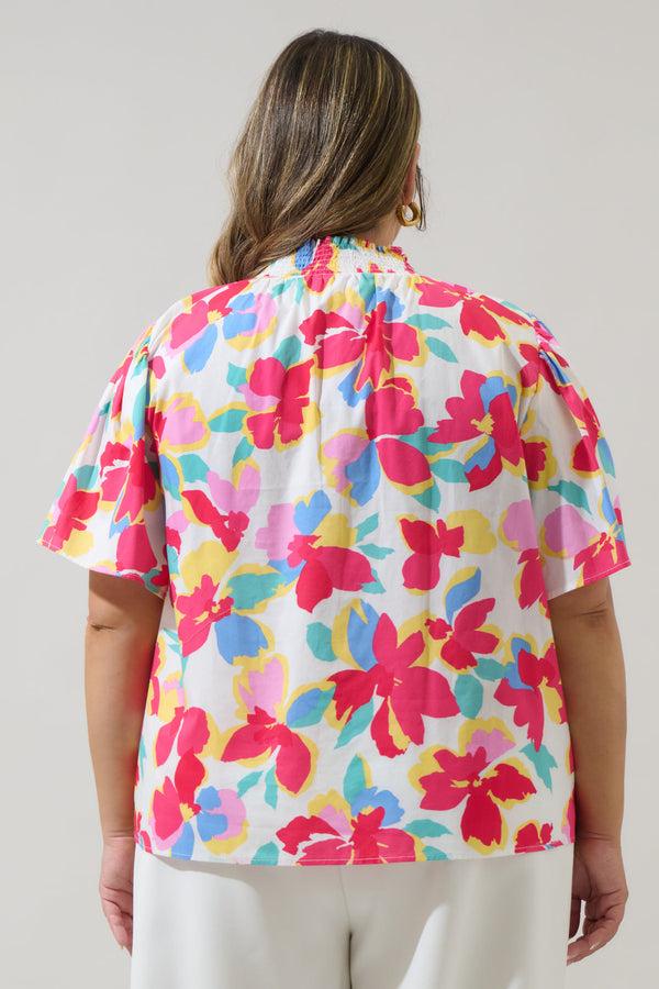 Sugarlips Yani Floral Barcy Smocked Top Curve