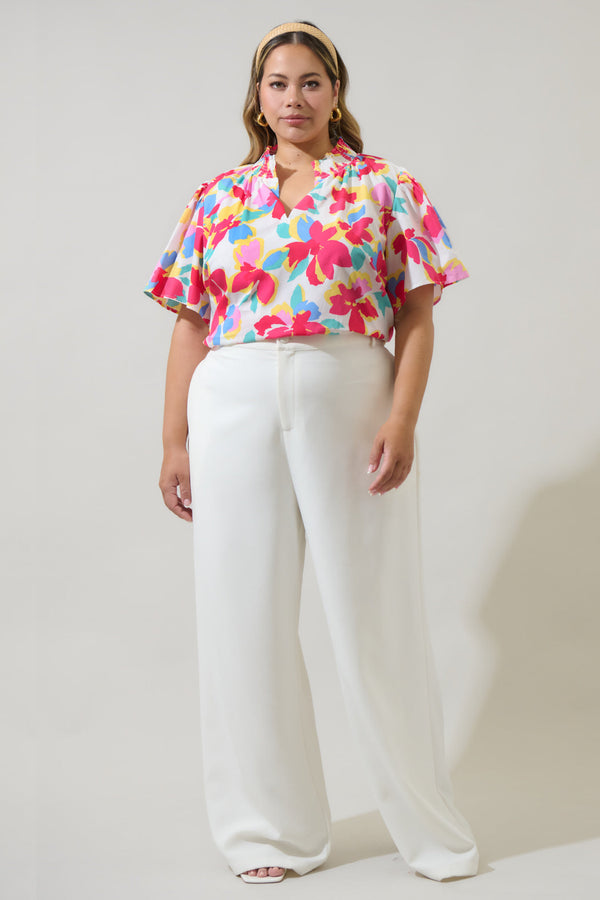 Sugarlips Yani Floral Barcy Smocked Top Curve