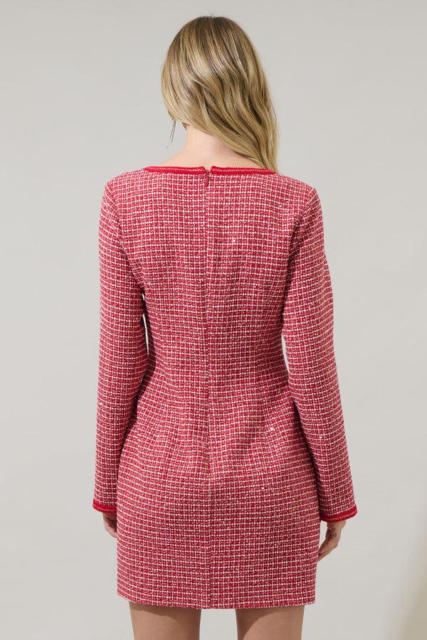 Sugarlips Yarnell Tweed Button Mini Dress