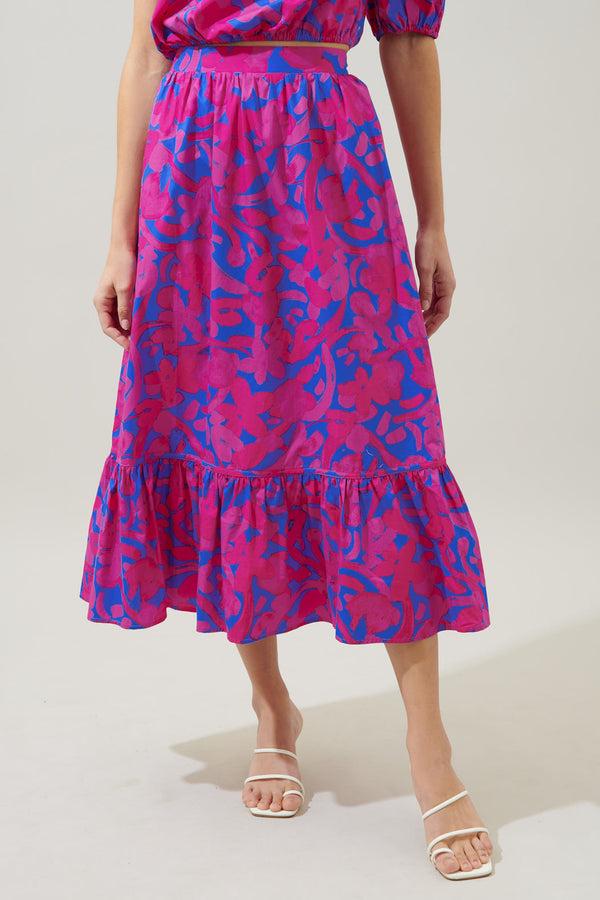 sugarlips Yeraldi Berry Tatchi Ruffle Midi Skirt