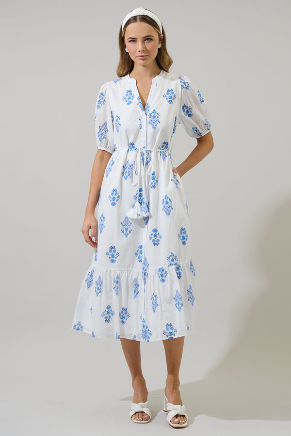 Sugarlips Yila Floral Beth Button Down Midi Dress
