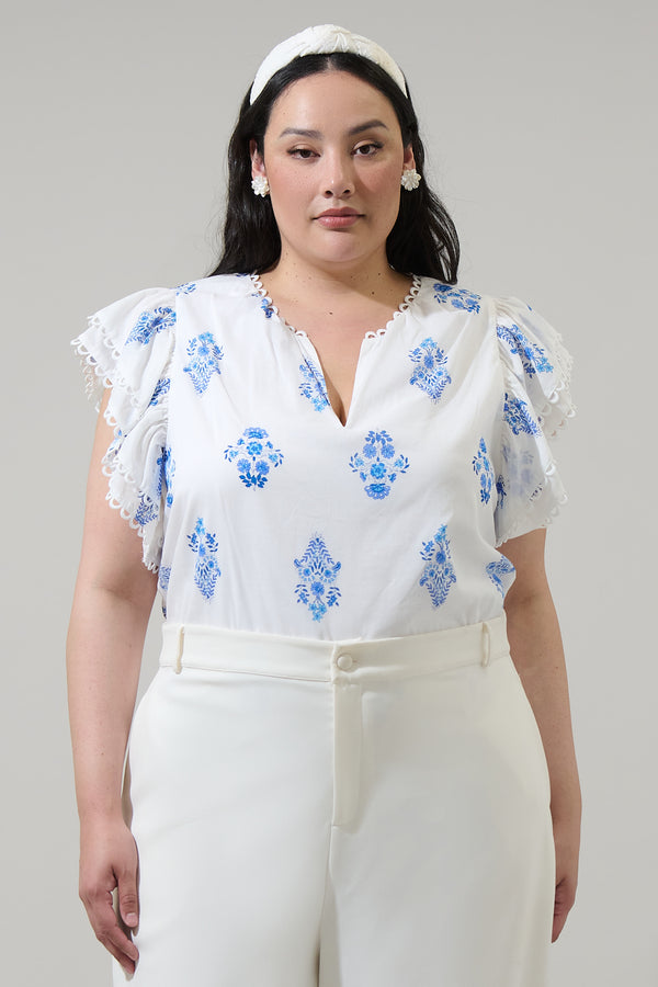 sugarlips Yila Floral Ema Ruffle Top Curve
