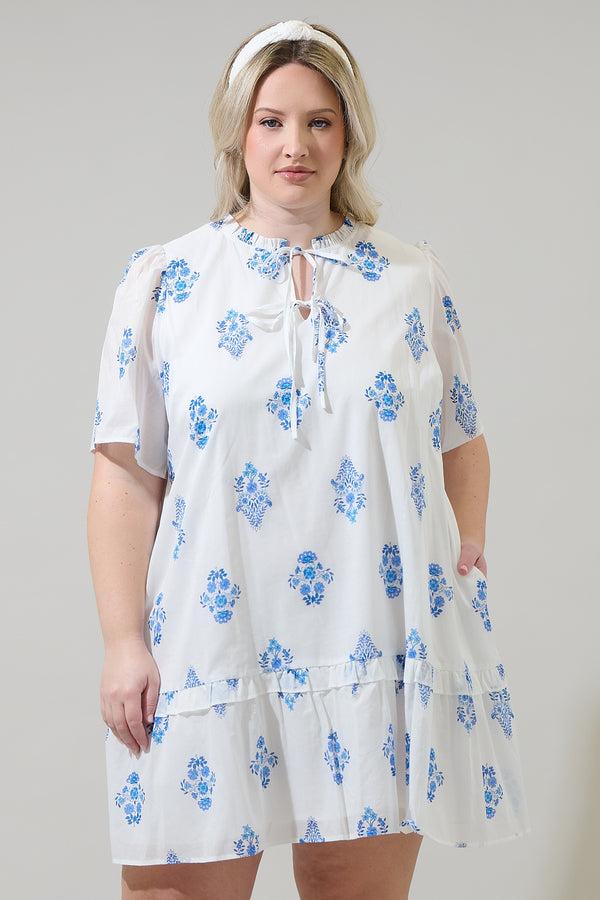 sugarlips Yila Floral Kuna Tiered Mini Dress Curve