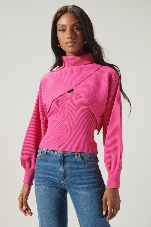 sugarlips Yoli Joint Turtleneck Shrug Cami Sweater