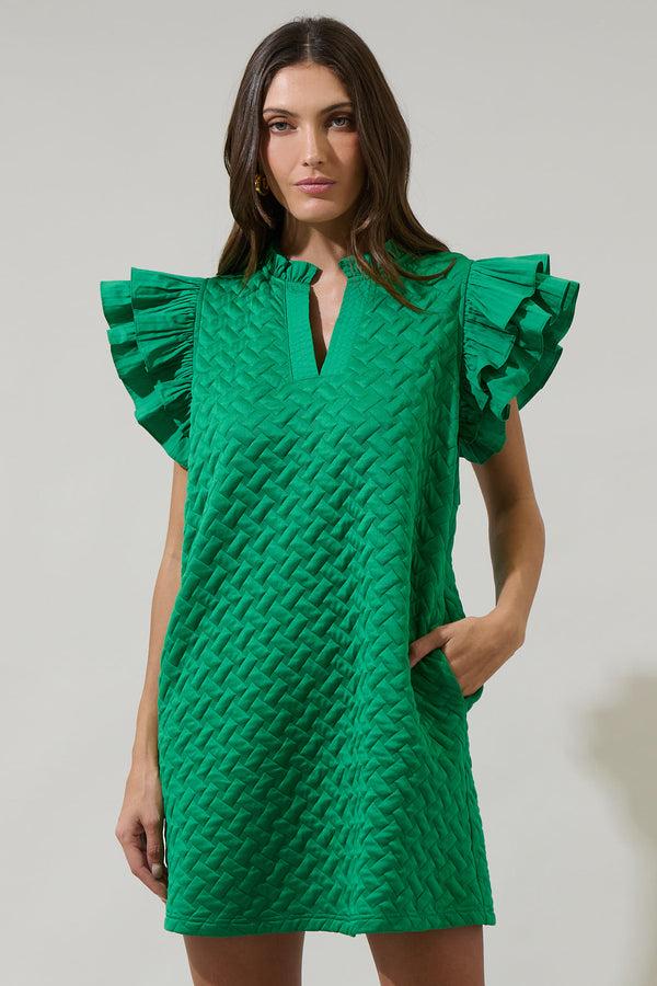 sugarlips Yulia Quilted Adalee Ruffle Mini Dress