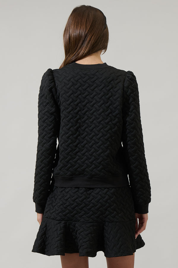 Sugarlips Yulia Quilted Long Puff Sleeve Top