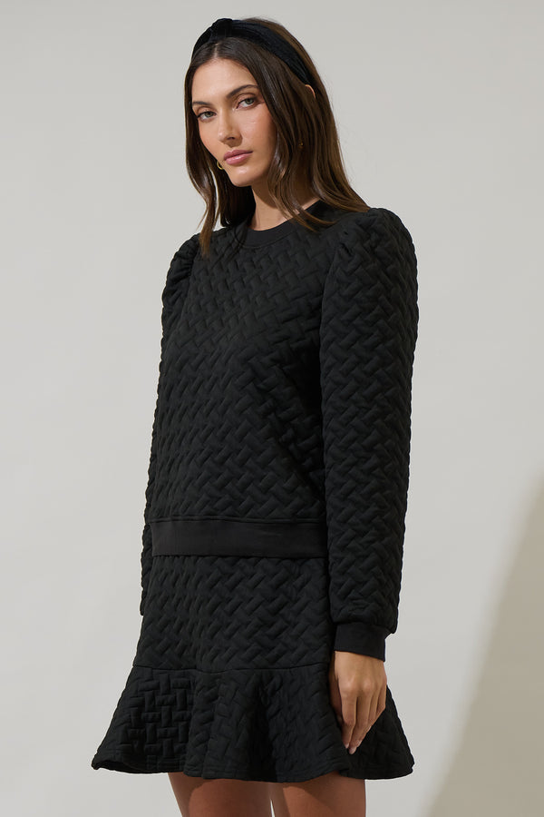Sugarlips Yulia Quilted Long Puff Sleeve Top