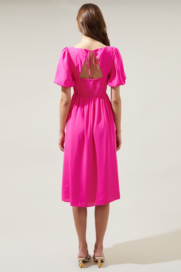 Sugarlips Yvonne Puff Sleeve Midi Dress