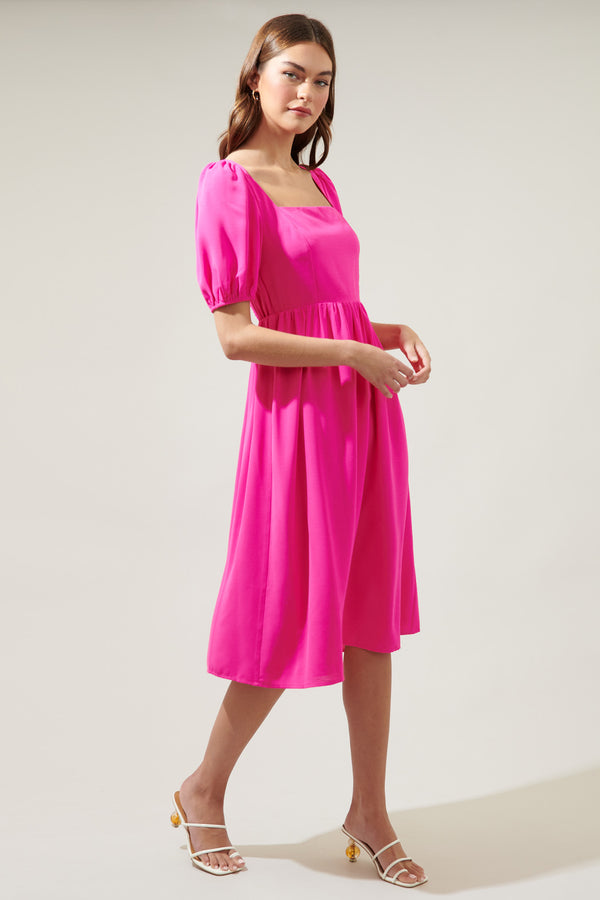 Sugarlips Yvonne Puff Sleeve Midi Dress