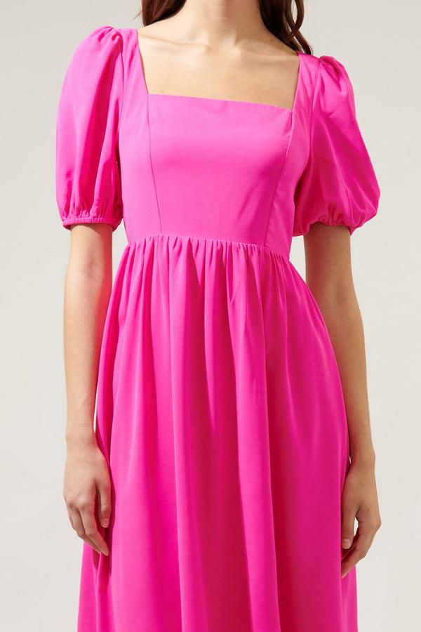 Sugarlips Yvonne Puff Sleeve Midi Dress