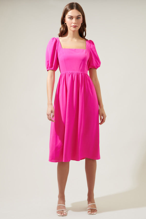 sugarlips Yvonne Puff Sleeve Midi Dress
