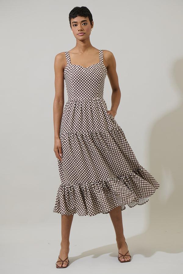 sugarlips Zaina Dot Zelie Tiered Midi Dress