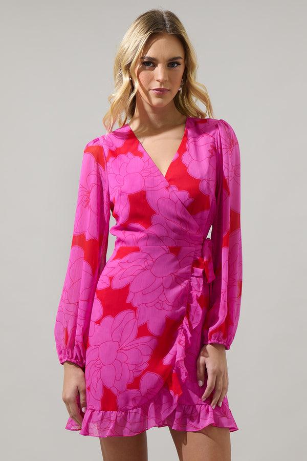 Sugarlips Zalea Floral Mini Wrap Dress