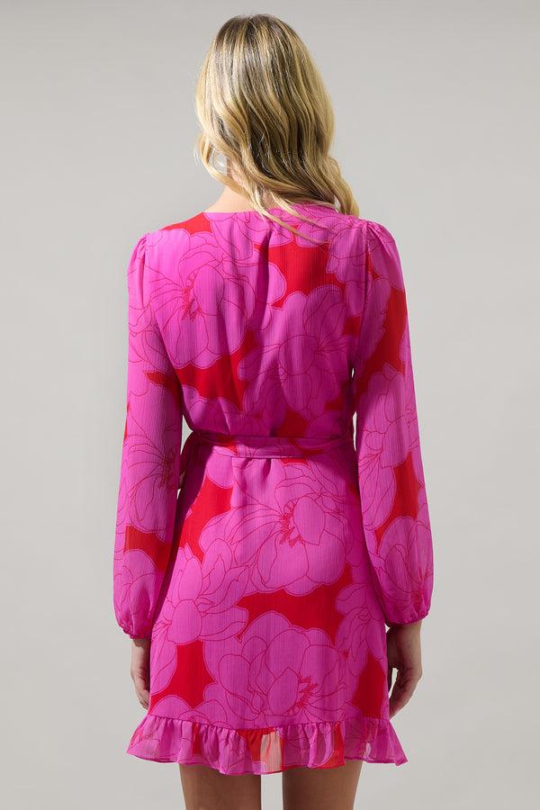 Sugarlips Zalea Floral Mini Wrap Dress