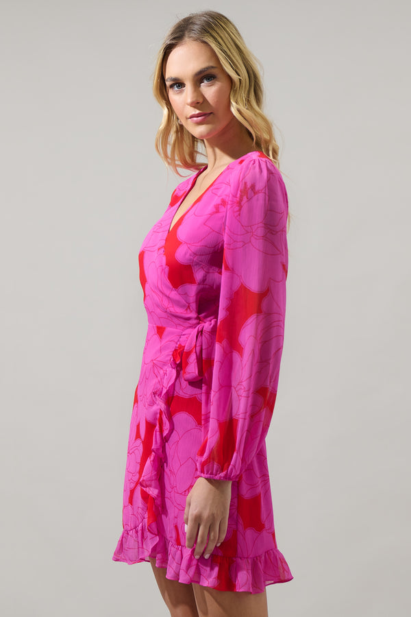 Sugarlips Zalea Floral Mini Wrap Dress