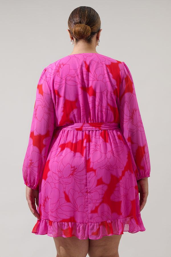 Sugarlips Zalea Floral Mini Wrap Dress Curve