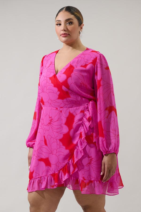 Sugarlips Zalea Floral Mini Wrap Dress Curve