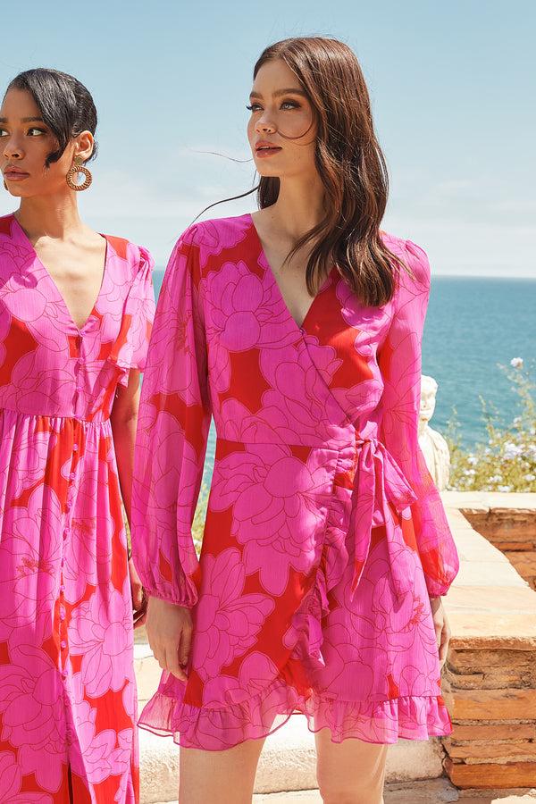 sugarlips Zalea Floral Mini Wrap Dress