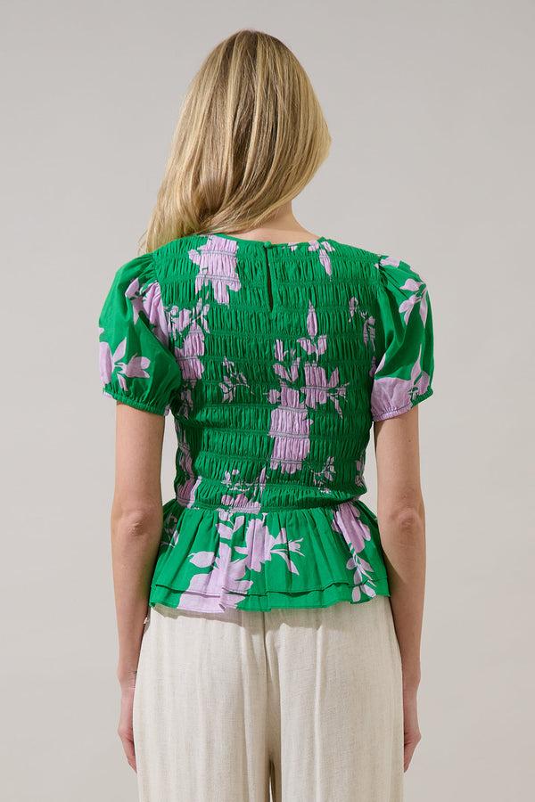 Sugarlips Zama Floral Katti Smocked Top