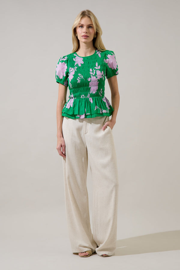 Sugarlips Zama Floral Katti Smocked Top