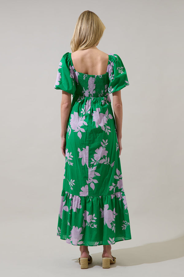 Sugarlips Zama Floral Xena Puff Sleeve Maxi Dress