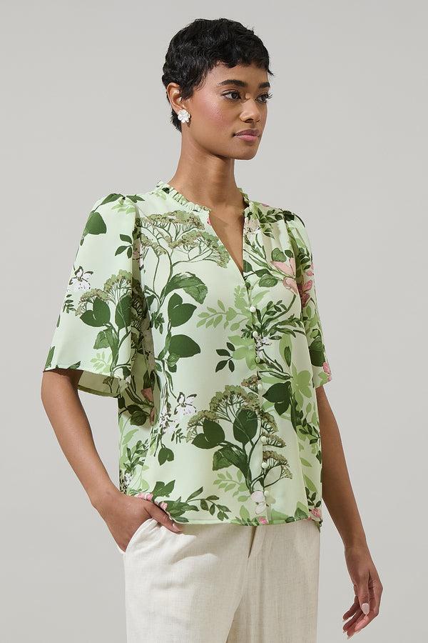 Sugarlips Zane Floral Bryn Button Blouse