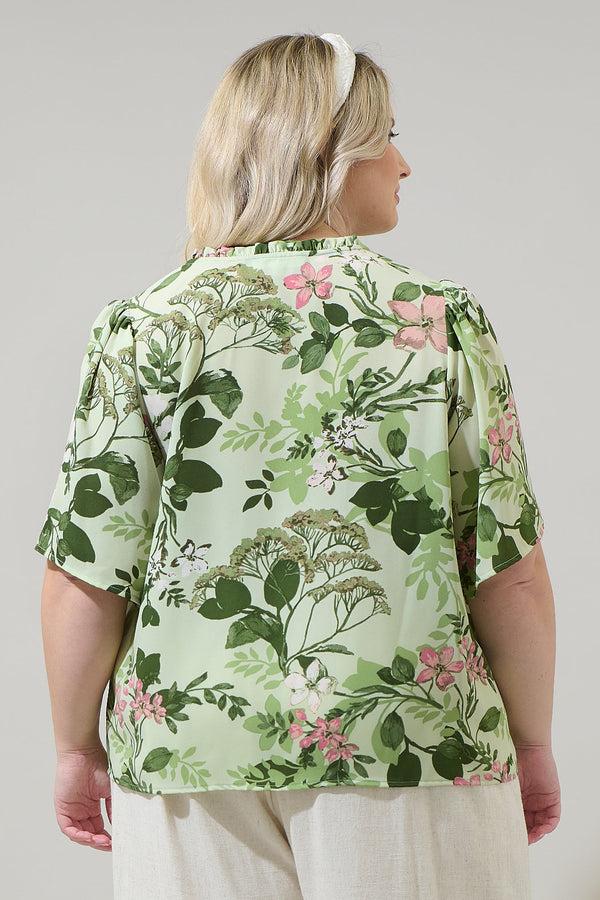 Sugarlips Zane Floral Bryn Button Blouse Curve