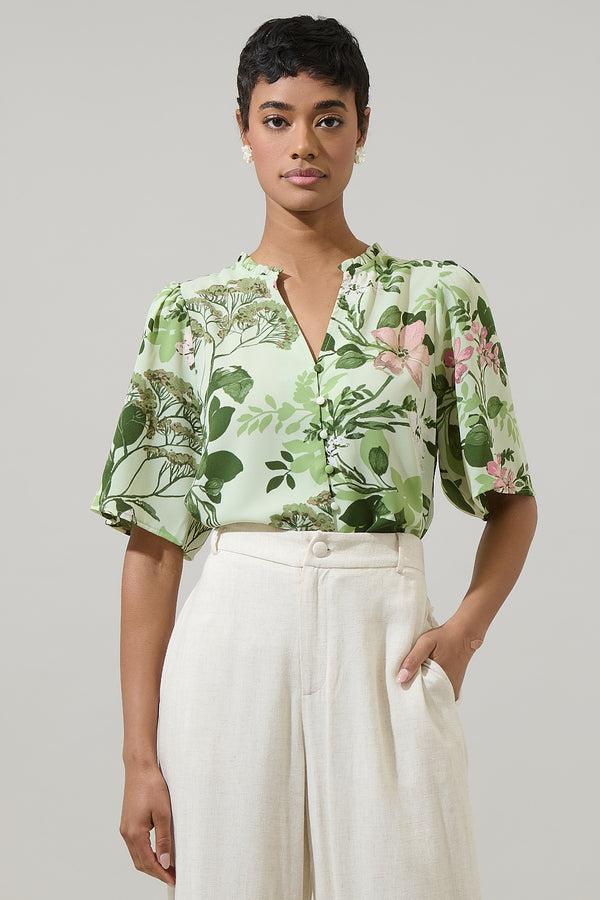 sugarlips Zane Floral Bryn Button Blouse