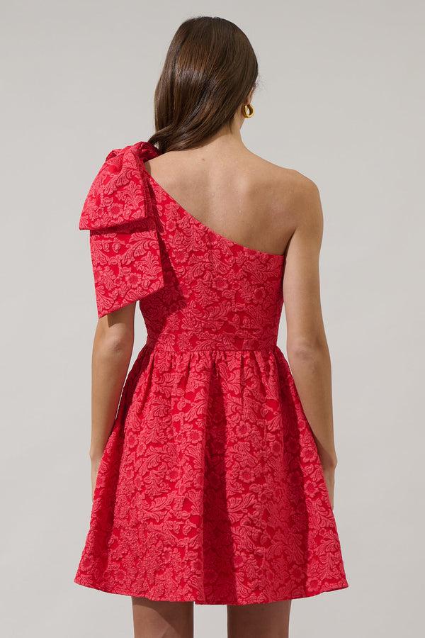 Sugarlips Zarah Jacquard Ivine Bow Mini Dress