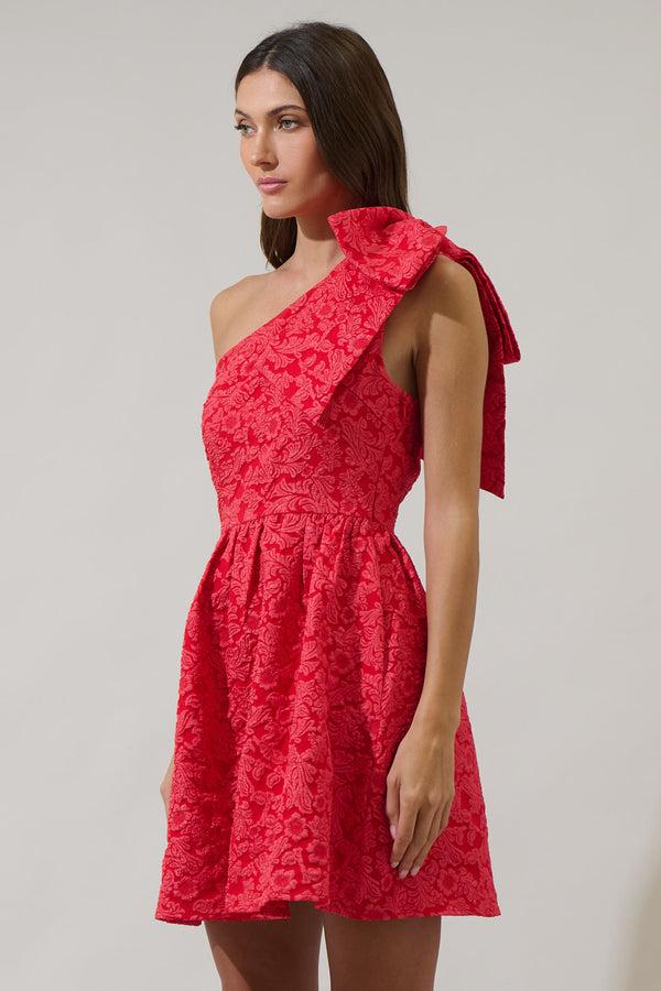 Sugarlips Zarah Jacquard Ivine Bow Mini Dress