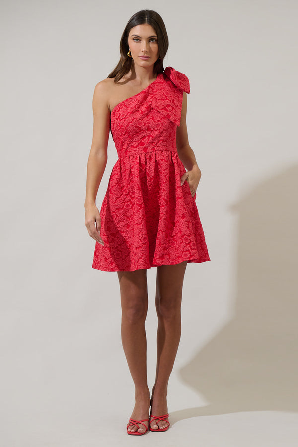 Sugarlips Zarah Jacquard Ivine Bow Mini Dress