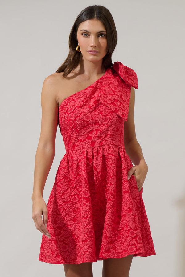sugarlips Zarah Jacquard Ivine Bow Mini Dress