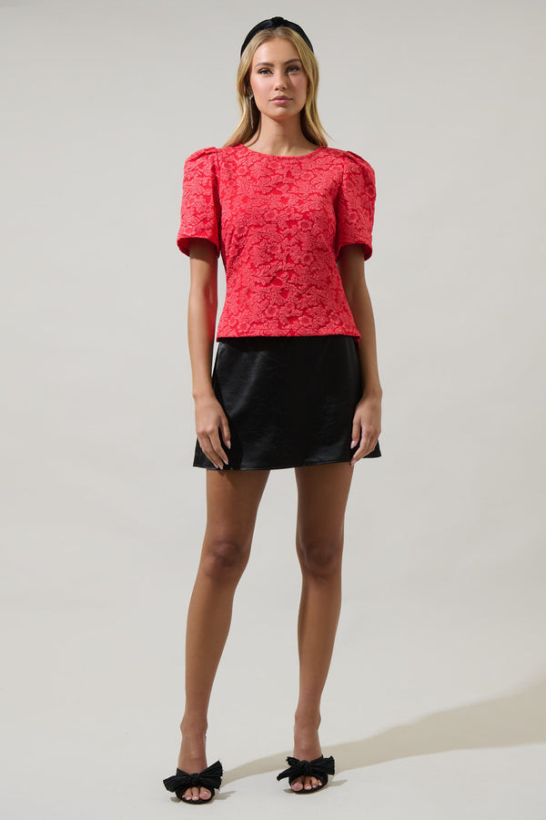 Sugarlips Zarah Jacquard Judie Puff Sleeve Top