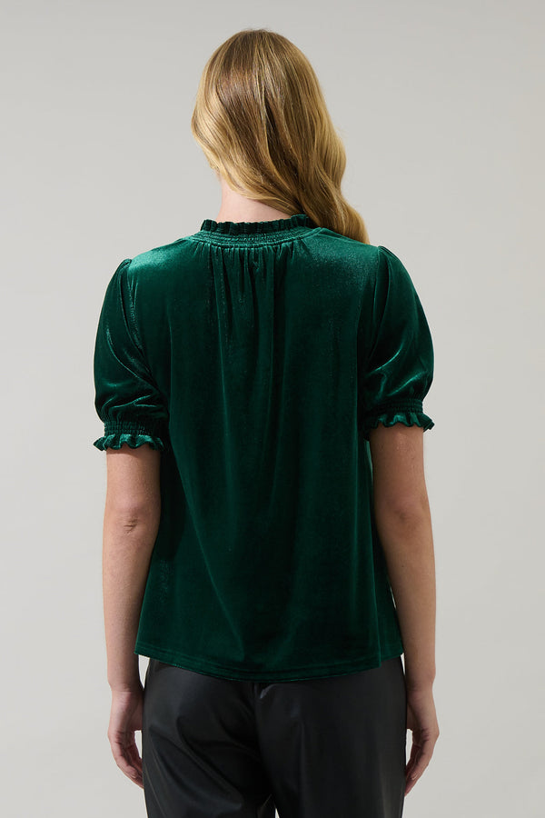 Sugarlips Zary Velvet Tie Ruffle Top
